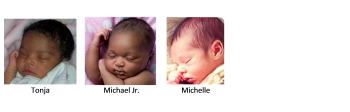 3 babies with different skin color
